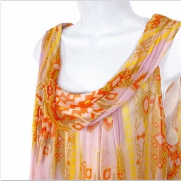 PASAMETES silk aztec sleeveless blouse top M - Picture 7 of 11